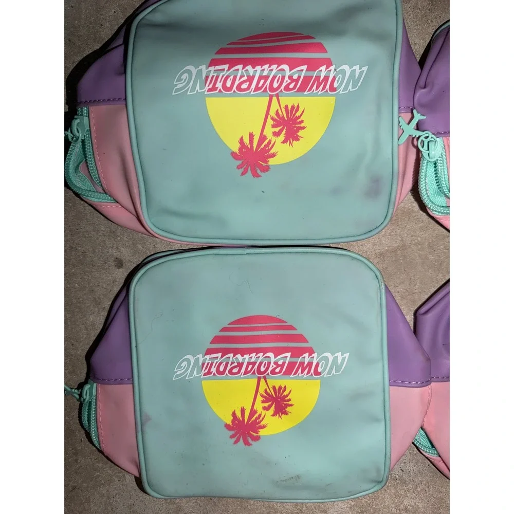 Ipsy Now Boarding Retro Tropical‎ Makeup Bag Set of 4 Pastel Colorblock Pouch
